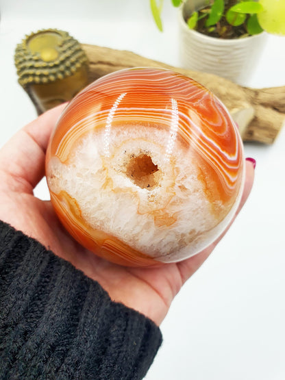Large Carnelian Sphere – Courage, Creativity & Motivation Healing Crystal Ball, 77mm