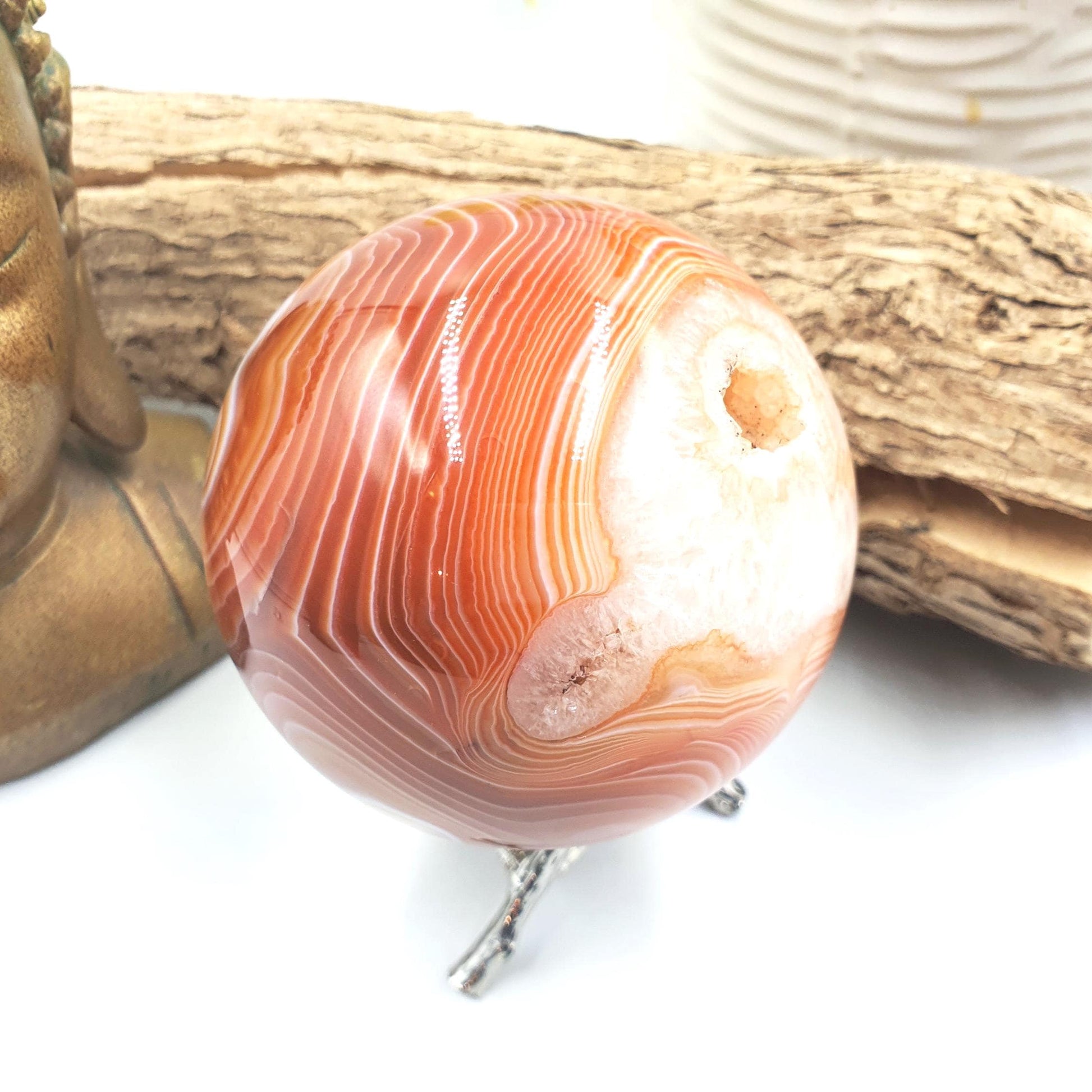 Large Carnelian Sphere – Courage, Creativity & Motivation Healing Crystal Ball, 77mm