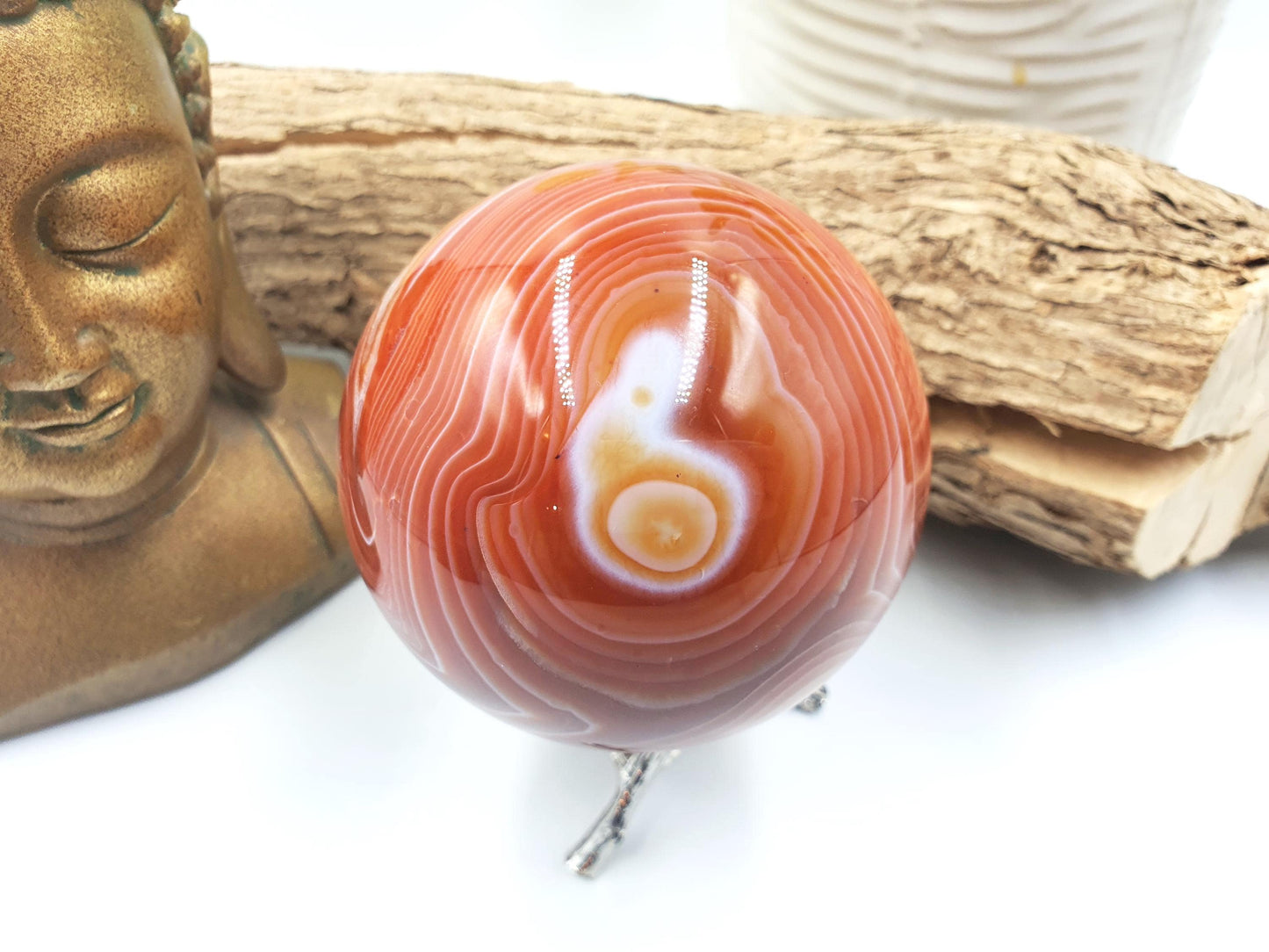 Large Carnelian Sphere – Courage, Creativity & Motivation Healing Crystal Ball, 77mm