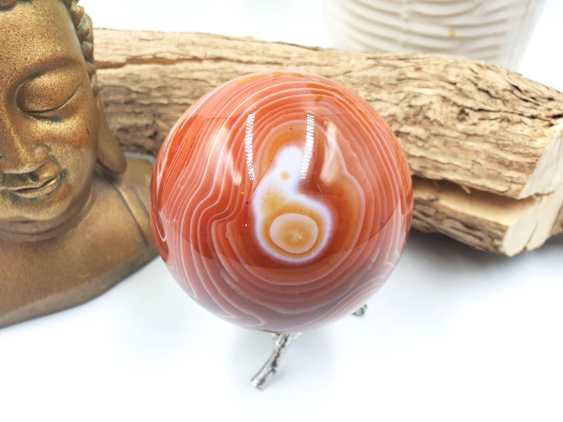 Large Carnelian Sphere – Courage, Creativity & Motivation Healing Crystal Ball, 77mm