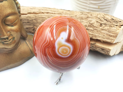Large Carnelian Sphere – Courage, Creativity & Motivation Healing Crystal Ball, 77mm
