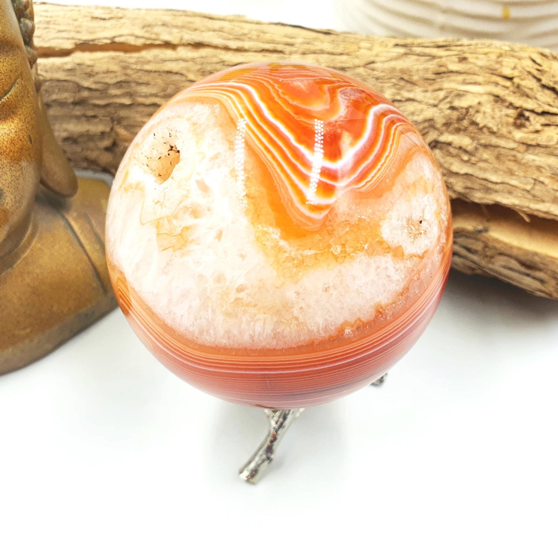 Large Carnelian Sphere – Courage, Creativity & Motivation Healing Crystal Ball, 77mm