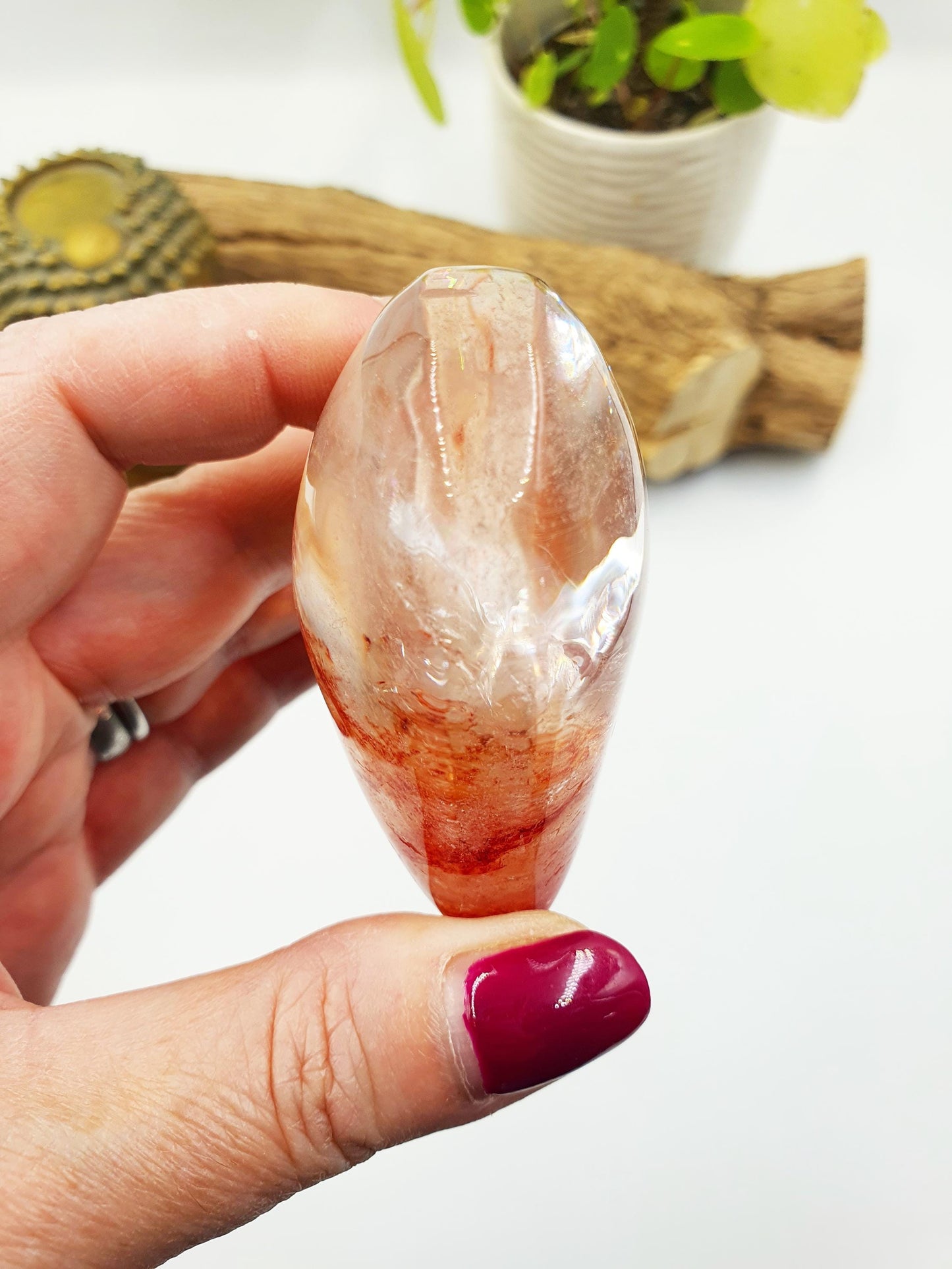 Large Madagascan Fire Quartz (Hematoid) Crystal Heart - Grounding, Vitality & Balance Healing Crystal Carving, 195g