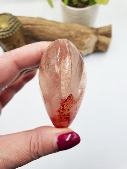 Large Madagascan Fire Quartz (Hematoid) Crystal Heart - Grounding, Vitality & Balance Healing Crystal Carving, 195g