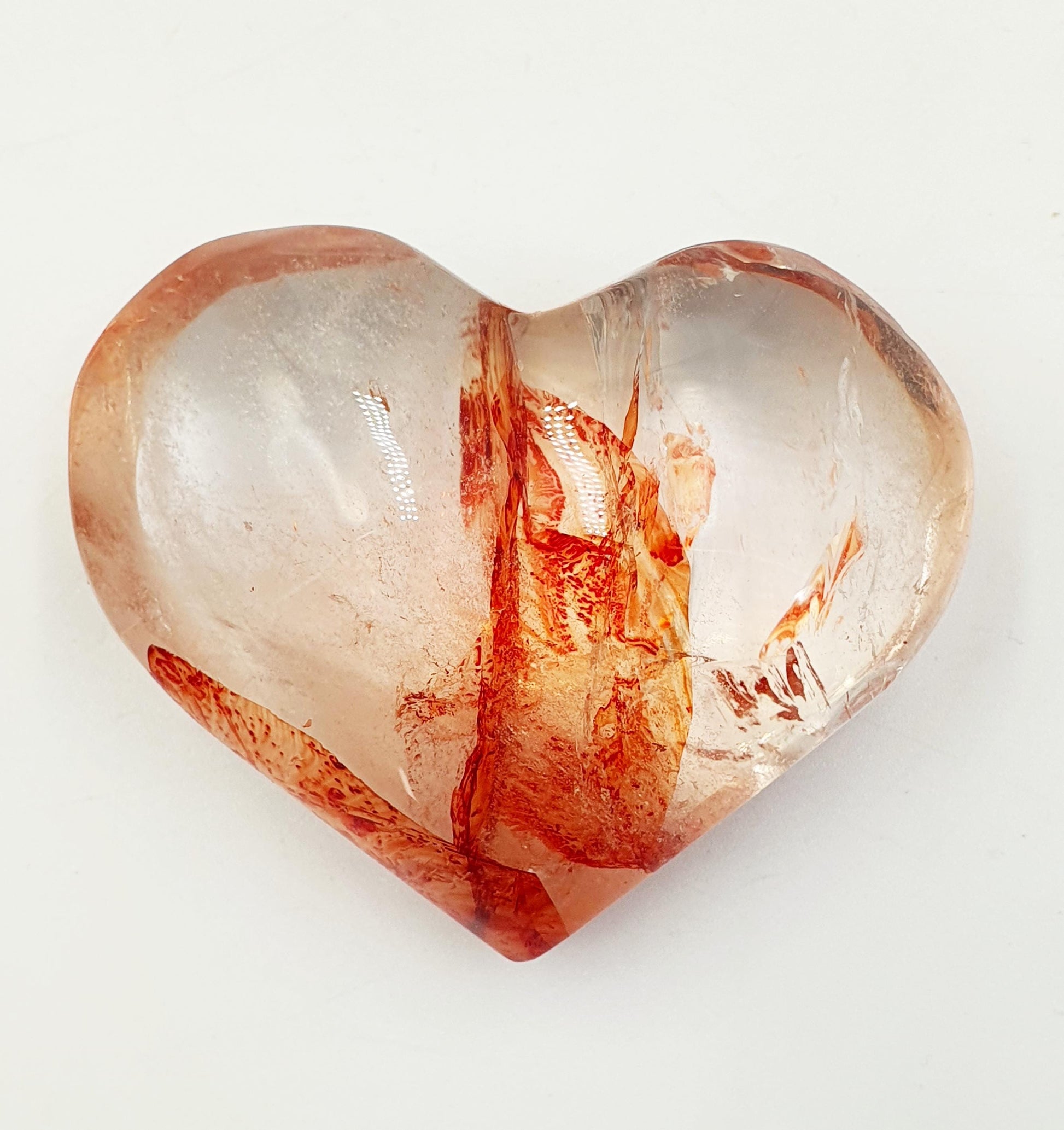 Large Madagascan Fire Quartz (Hematoid) Crystal Heart - Grounding, Vitality & Balance Healing Crystal Carving, 195g