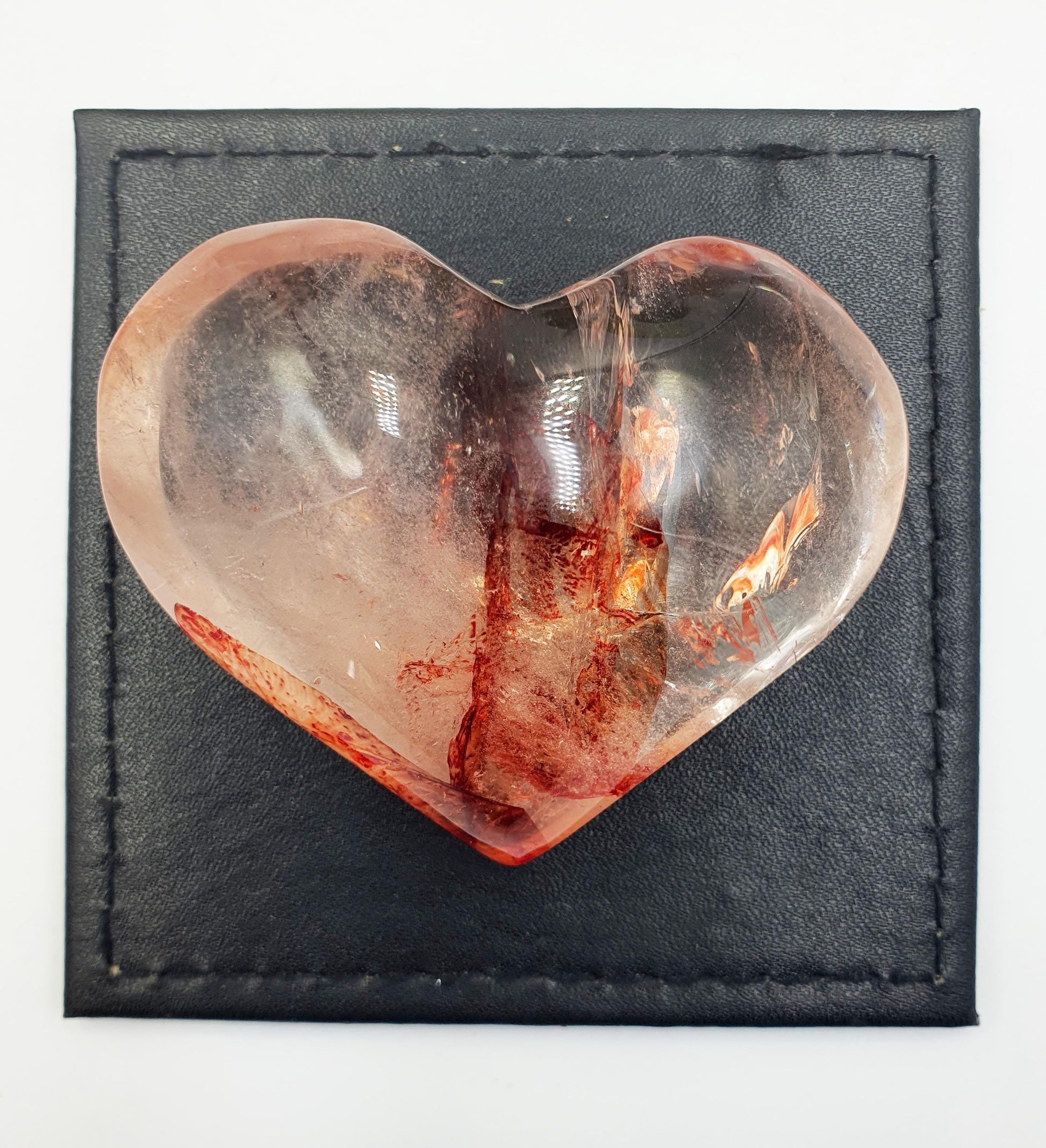 Large Madagascan Fire Quartz (Hematoid) Crystal Heart - Grounding, Vitality & Balance Healing Crystal Carving, 195g