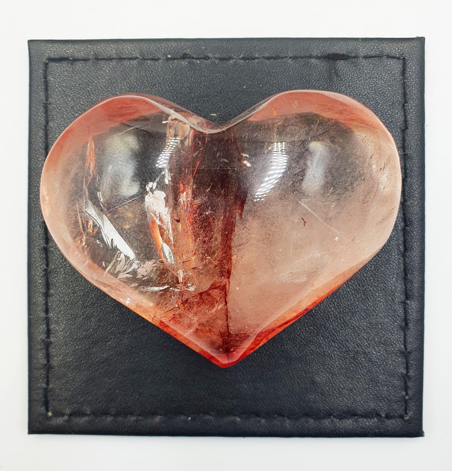 Large Madagascan Fire Quartz (Hematoid) Crystal Heart - Grounding, Vitality & Balance Healing Crystal Carving, 195g