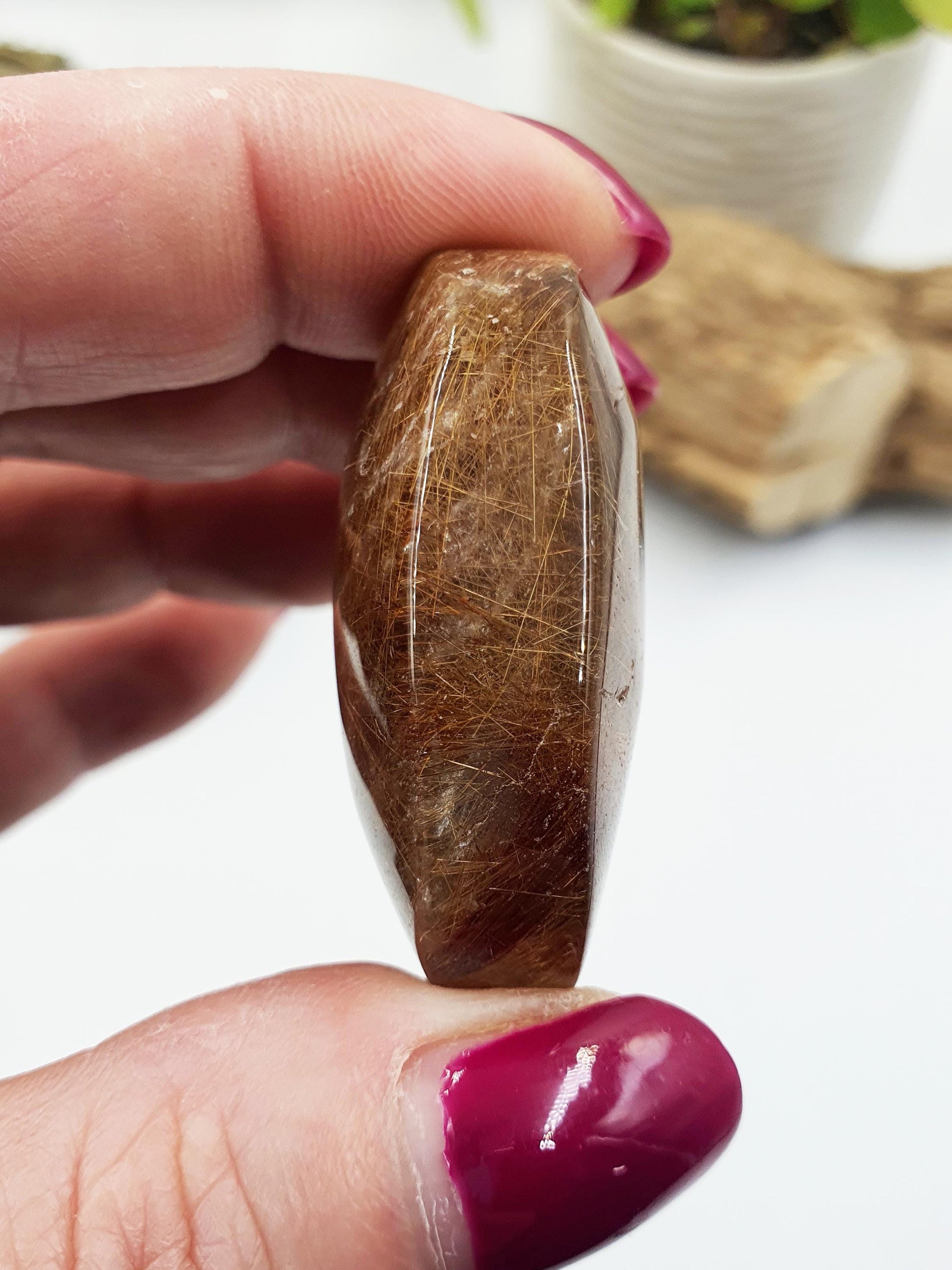 Little Golden Rutile Quartz Palm Stone – Clarity, Manifestation & Positive Energy Healing Crystal, 30g