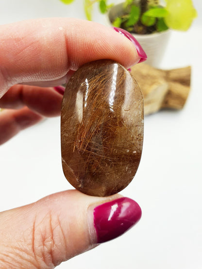 Little Golden Rutile Quartz Palm Stone – Clarity, Manifestation & Positive Energy Healing Crystal, 30g
