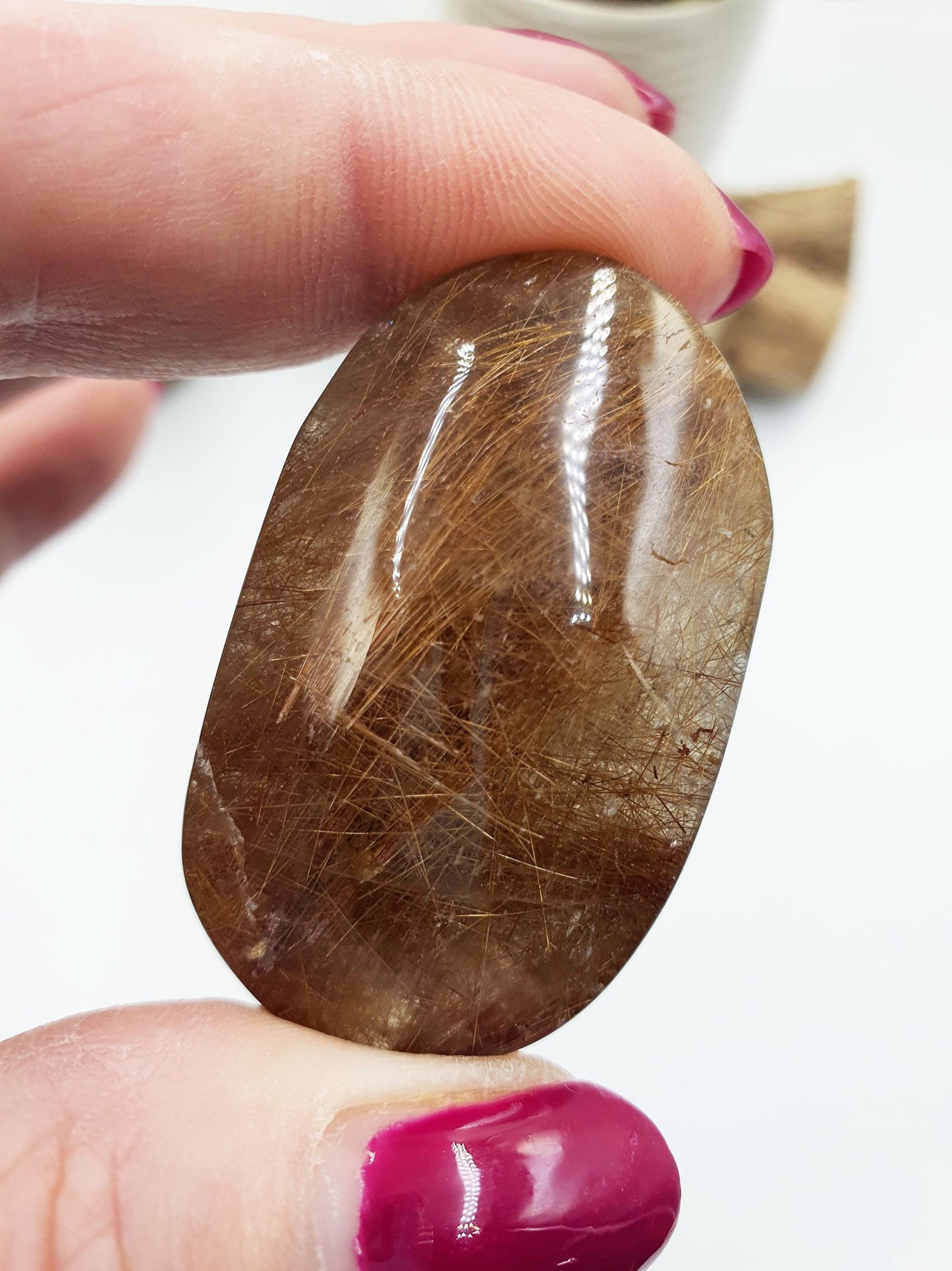 Little Golden Rutile Quartz Palm Stone – Clarity, Manifestation & Positive Energy Healing Crystal, 30g