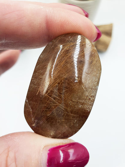 Little Golden Rutile Quartz Palm Stone – Clarity, Manifestation & Positive Energy Healing Crystal, 30g