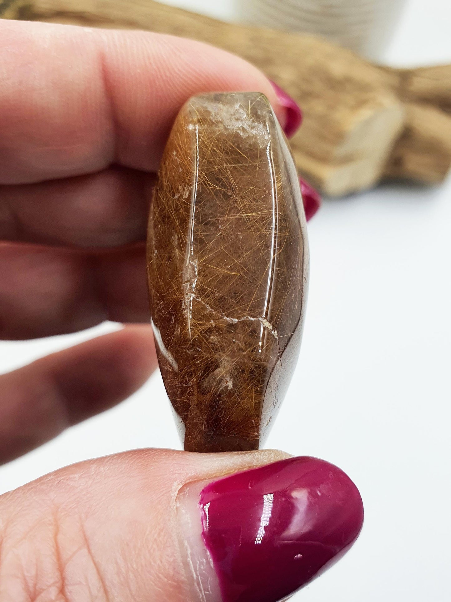 Little Golden Rutile Quartz Palm Stone – Clarity, Manifestation & Positive Energy Healing Crystal, 30g