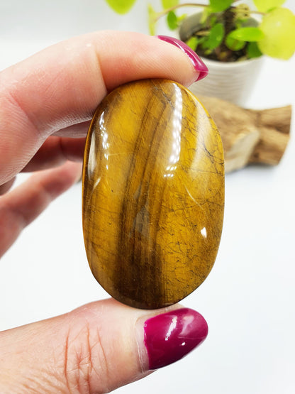 High Grade Yellow Tigers Eye Palm Stone - Protection & Courage Crystal - 50g
