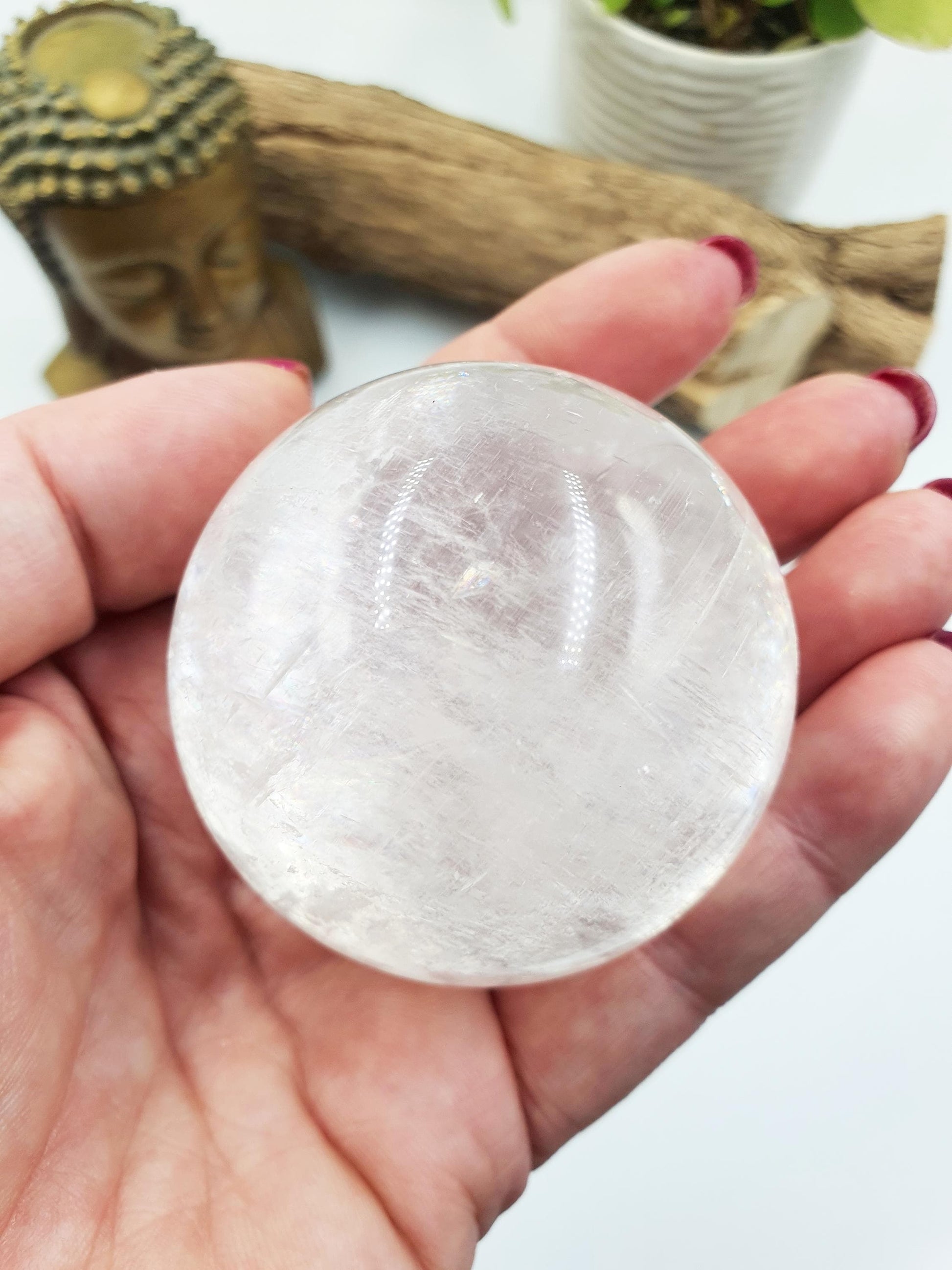Flashy Optical Calcite Sphere – Clarity, Focus & Energy Amplification Healing Crystal Ball, 54mm