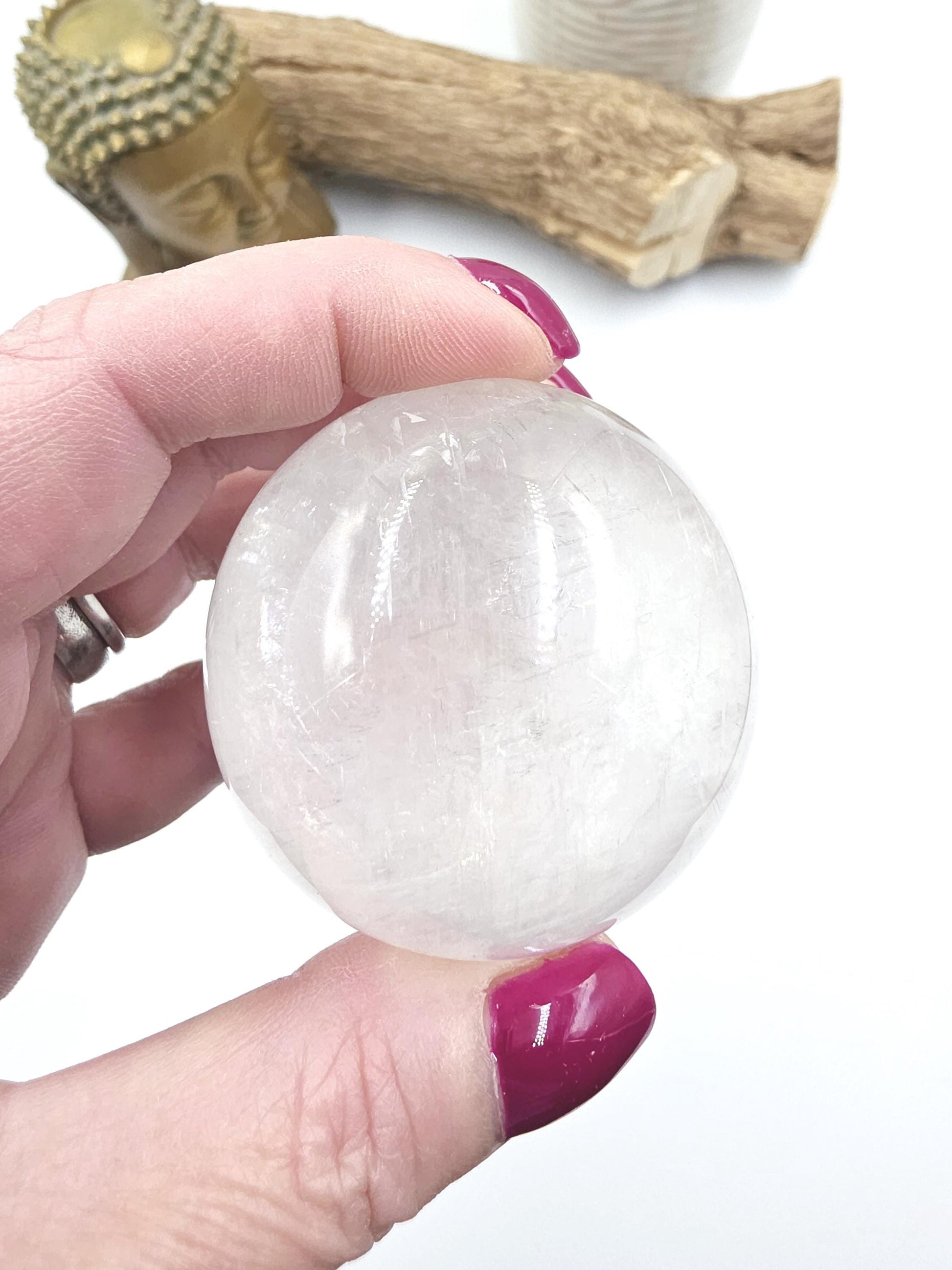 Flashy Optical Calcite Sphere – Clarity, Focus & Energy Amplification Healing Crystal Ball, 53mm