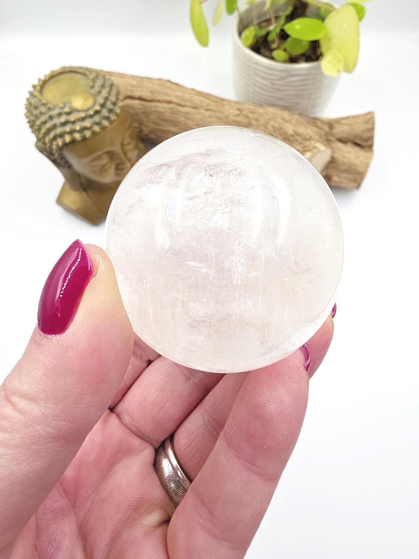 Flashy Optical Calcite Sphere – Clarity, Focus & Energy Amplification Healing Crystal Ball, 53mm