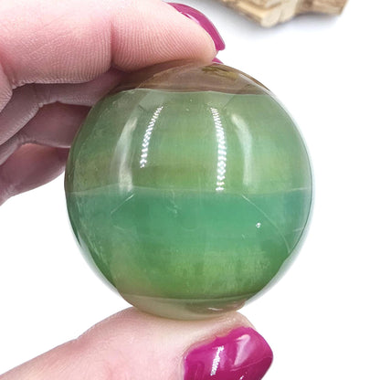 Green and Yellow Fluorite Sphere (Jackfruit Fluorite) – Clarity, Harmony & Positive Energy Crystal Ball, 47mm