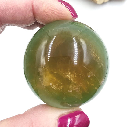 Green and Yellow Fluorite Sphere (Jackfruit Fluorite) – Clarity, Harmony & Positive Energy Crystal Ball, 47mm