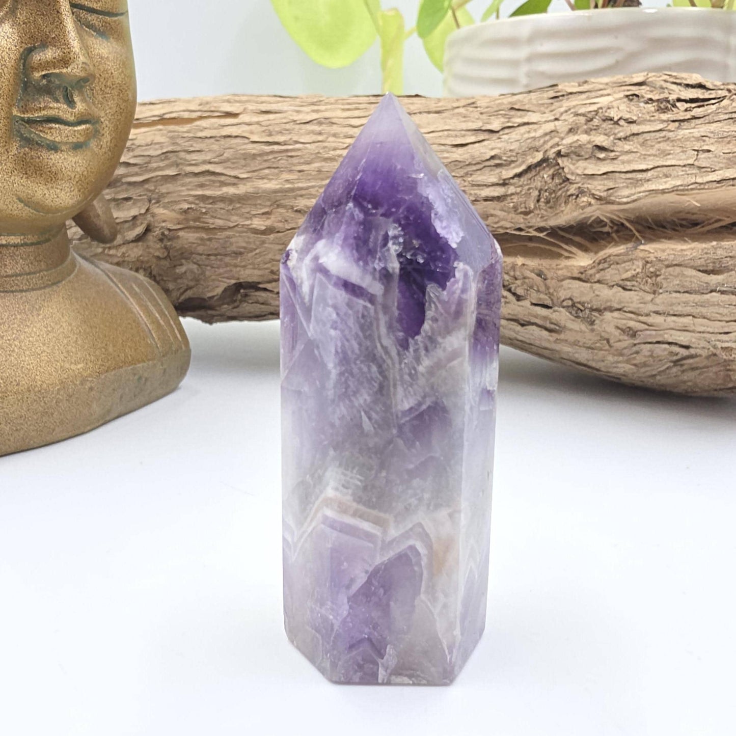 Dream Amethyst Crystal Point (Chevron Amethyst) – Intuition, Protection & Spiritual Clarity Healing Tower, 75g