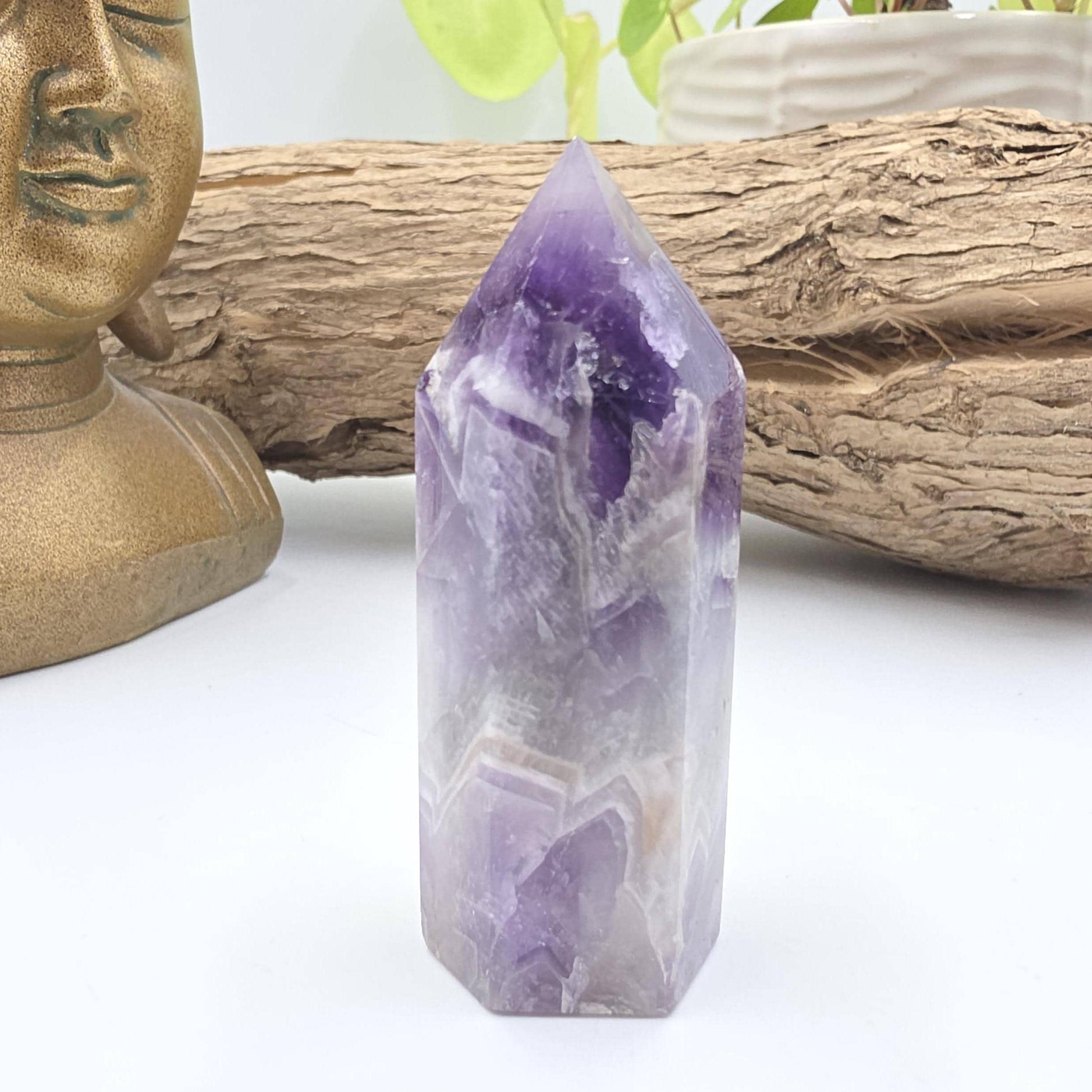 Dream Amethyst Crystal Point (Chevron Amethyst) – Intuition, Protection & Spiritual Clarity Healing Tower, 75g