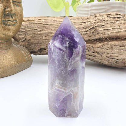 Dream Amethyst Crystal Point (Chevron Amethyst) – Intuition, Protection & Spiritual Clarity Healing Tower, 75g