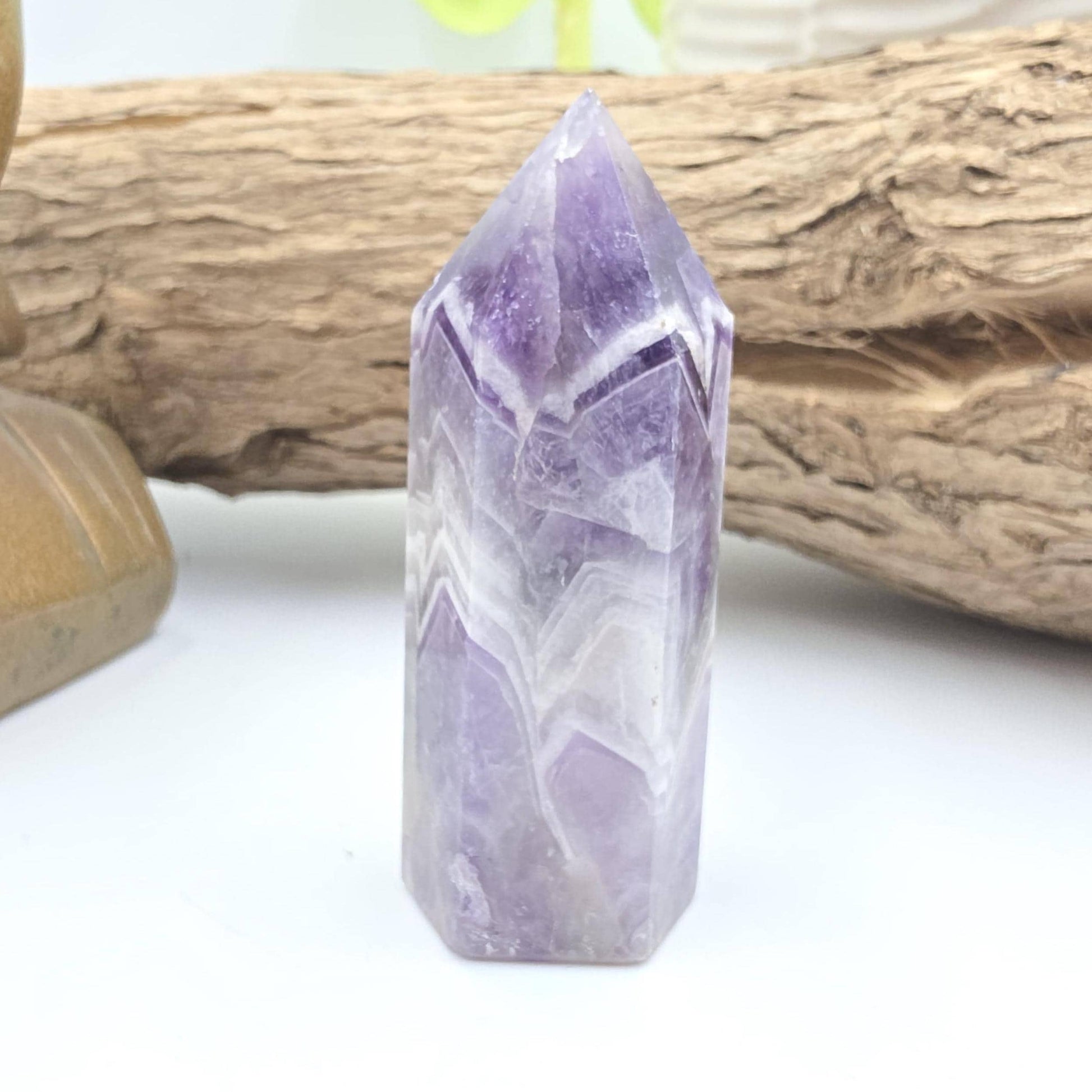 Dream Amethyst Crystal Point (Chevron Amethyst) – Intuition, Protection & Spiritual Clarity Healing Tower, 75g