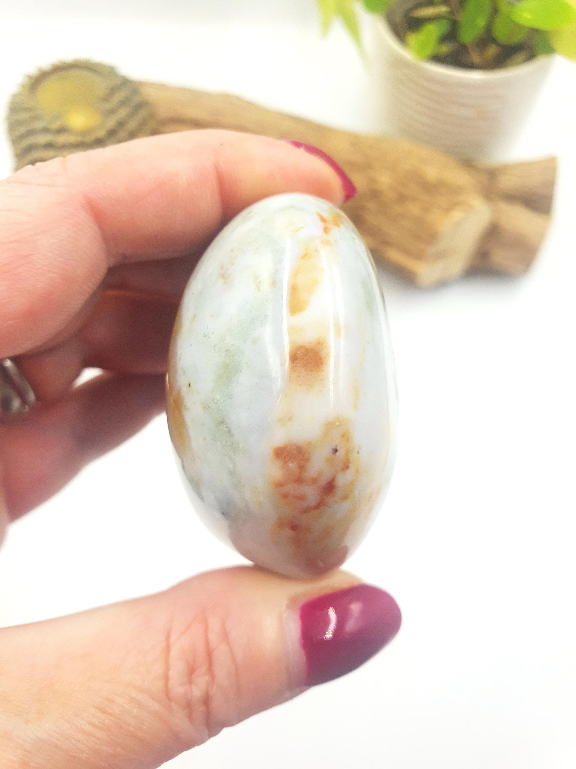 Large Ocean Jasper Palm - Joy & Renewal Healing Crystal - 145g