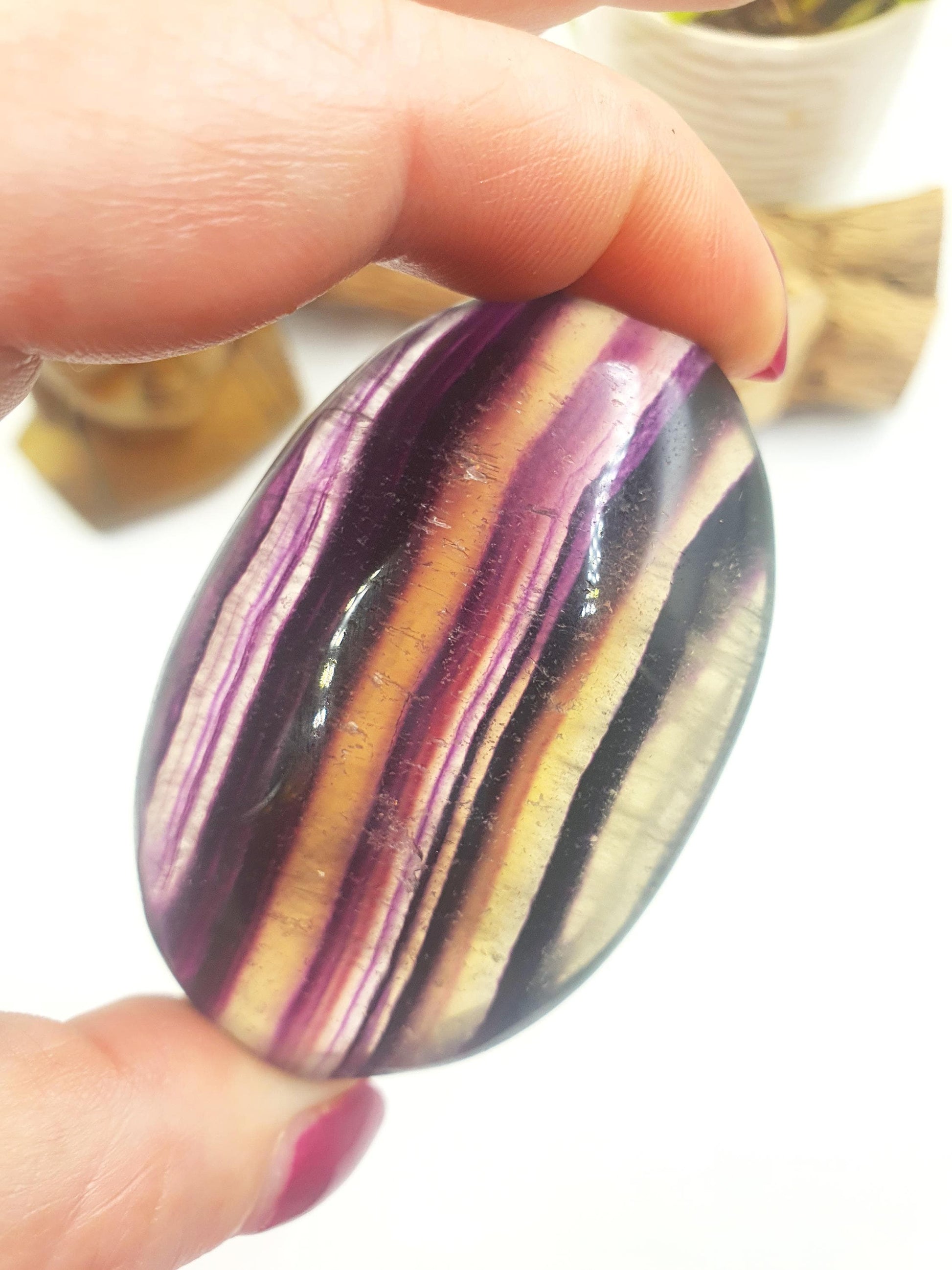 Large High Grade Rainbow Fluorite Palm Stone - Focus and Clarity Healing Crystal - 130g