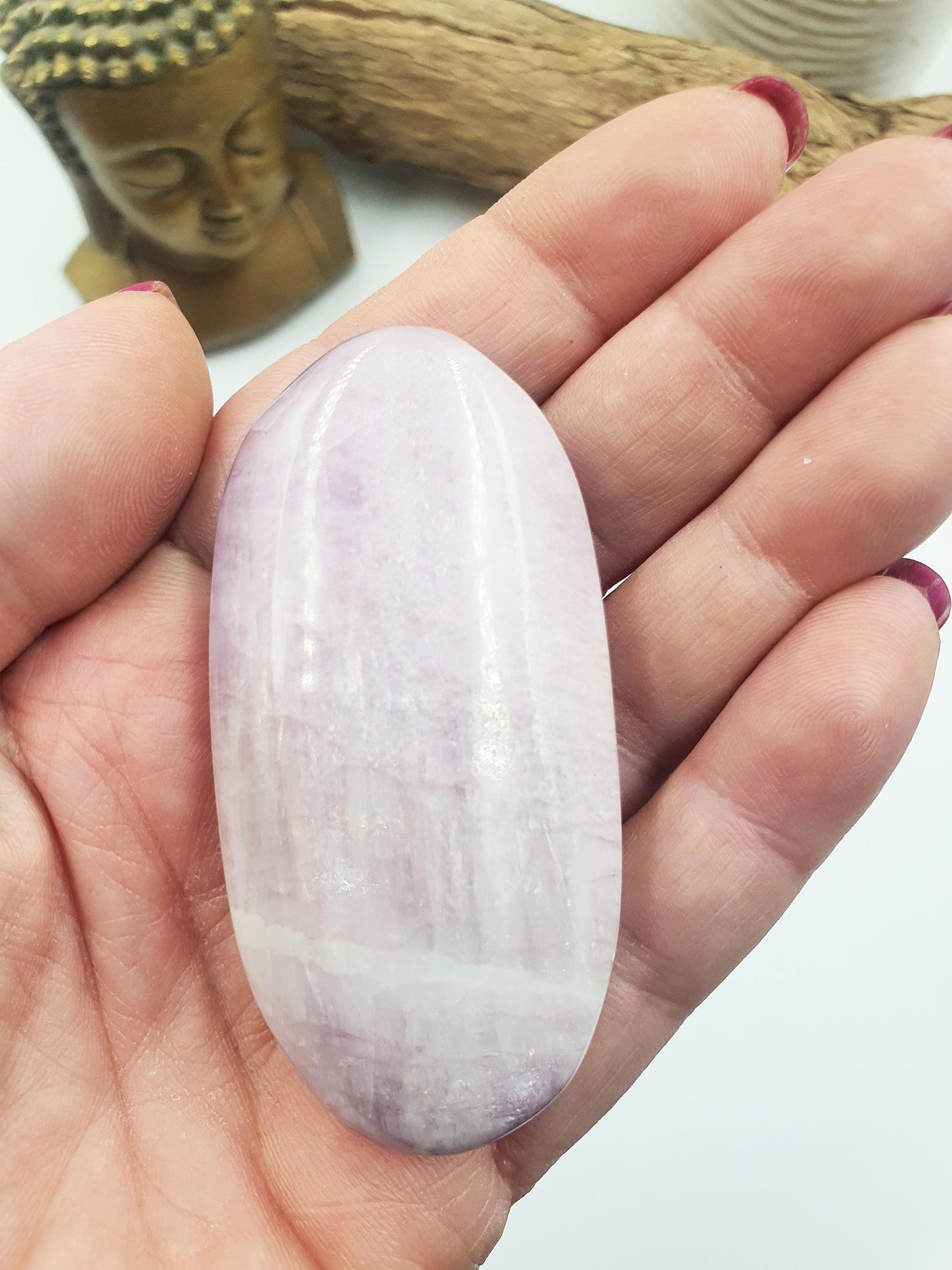 Flashy Kunzite Crystal Palm Stone - Heart Chakra & Emotional Healing Crystal, 80g
