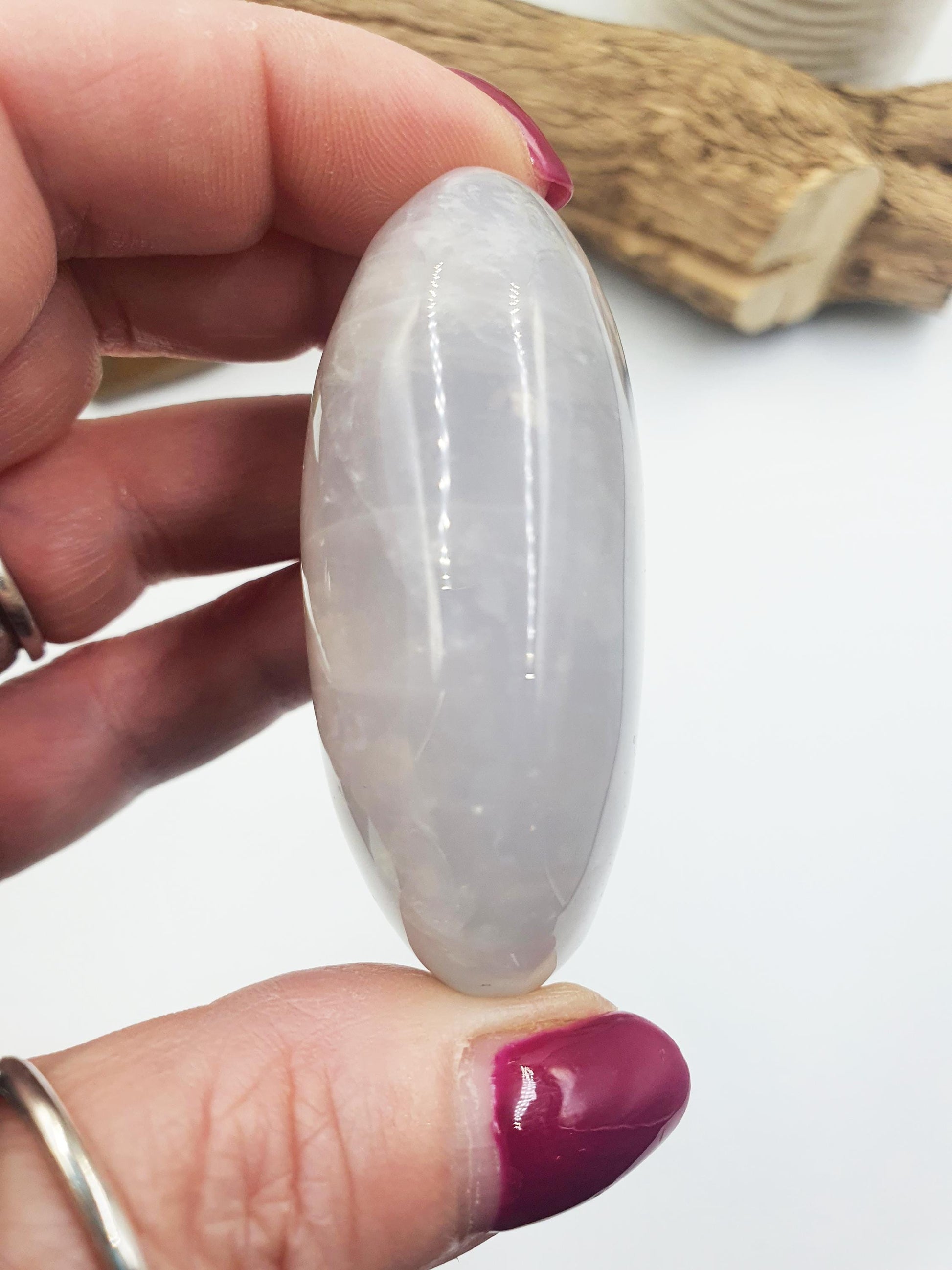 Large Flashy Blue Rose Quartz Palm Stone – Love, Peace & Emotional Healing Crystal, 190g