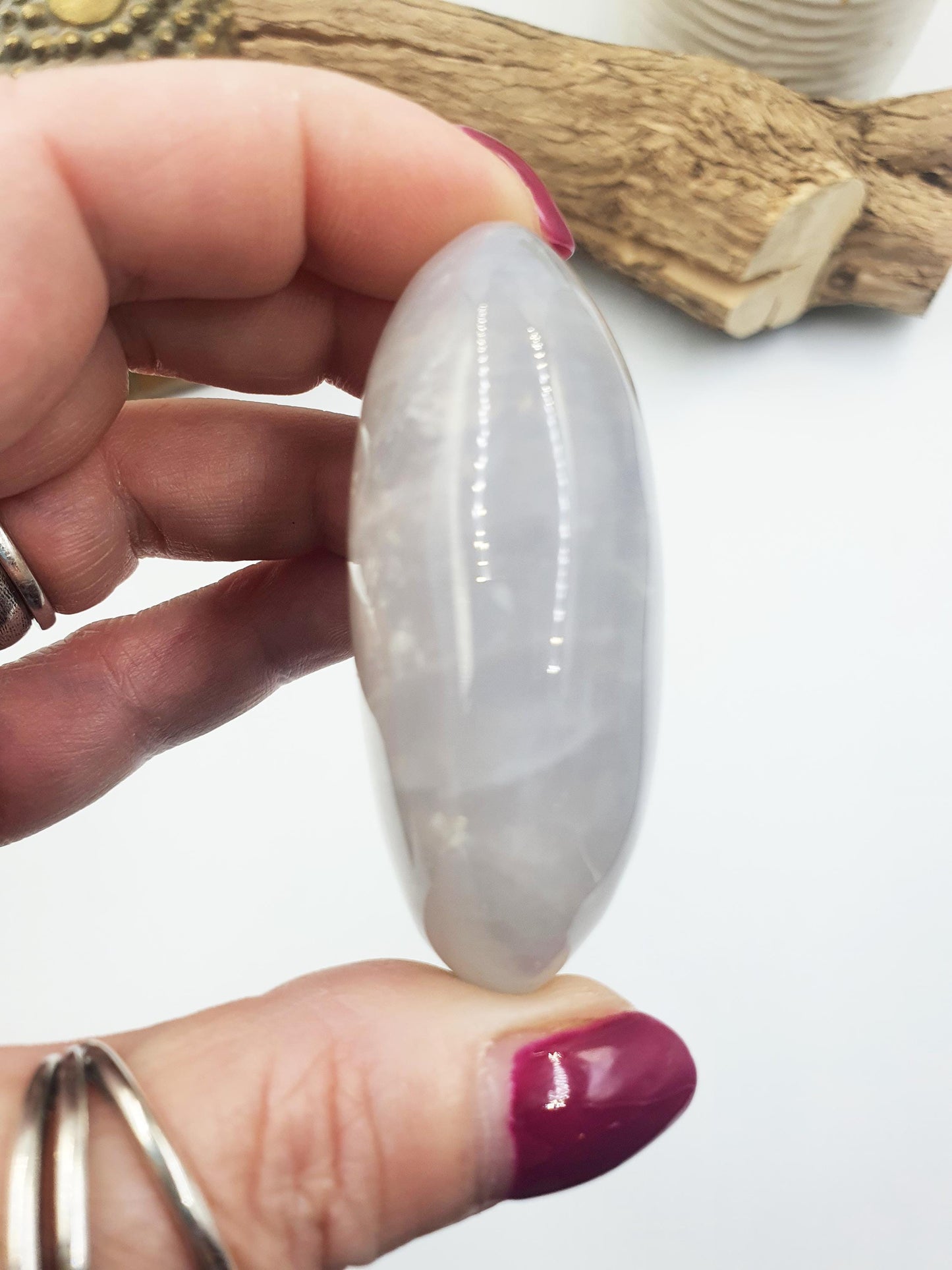 Large Flashy Blue Rose Quartz Palm Stone – Love, Peace & Emotional Healing Crystal, 190g