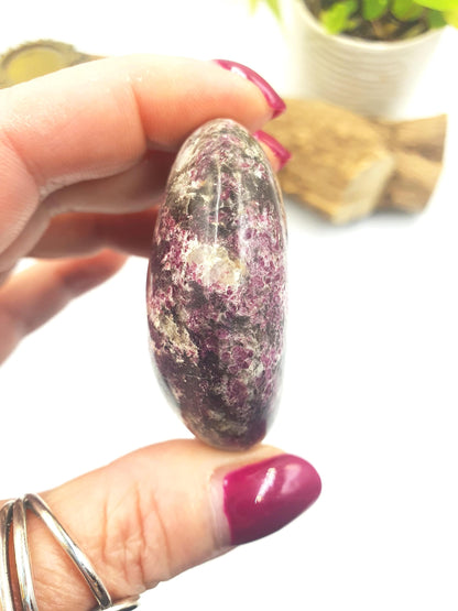Plum Blossom Tourmaline Palm Stone (Rubellite) – Love, Compassion & Emotional Healing Crystal, 85g