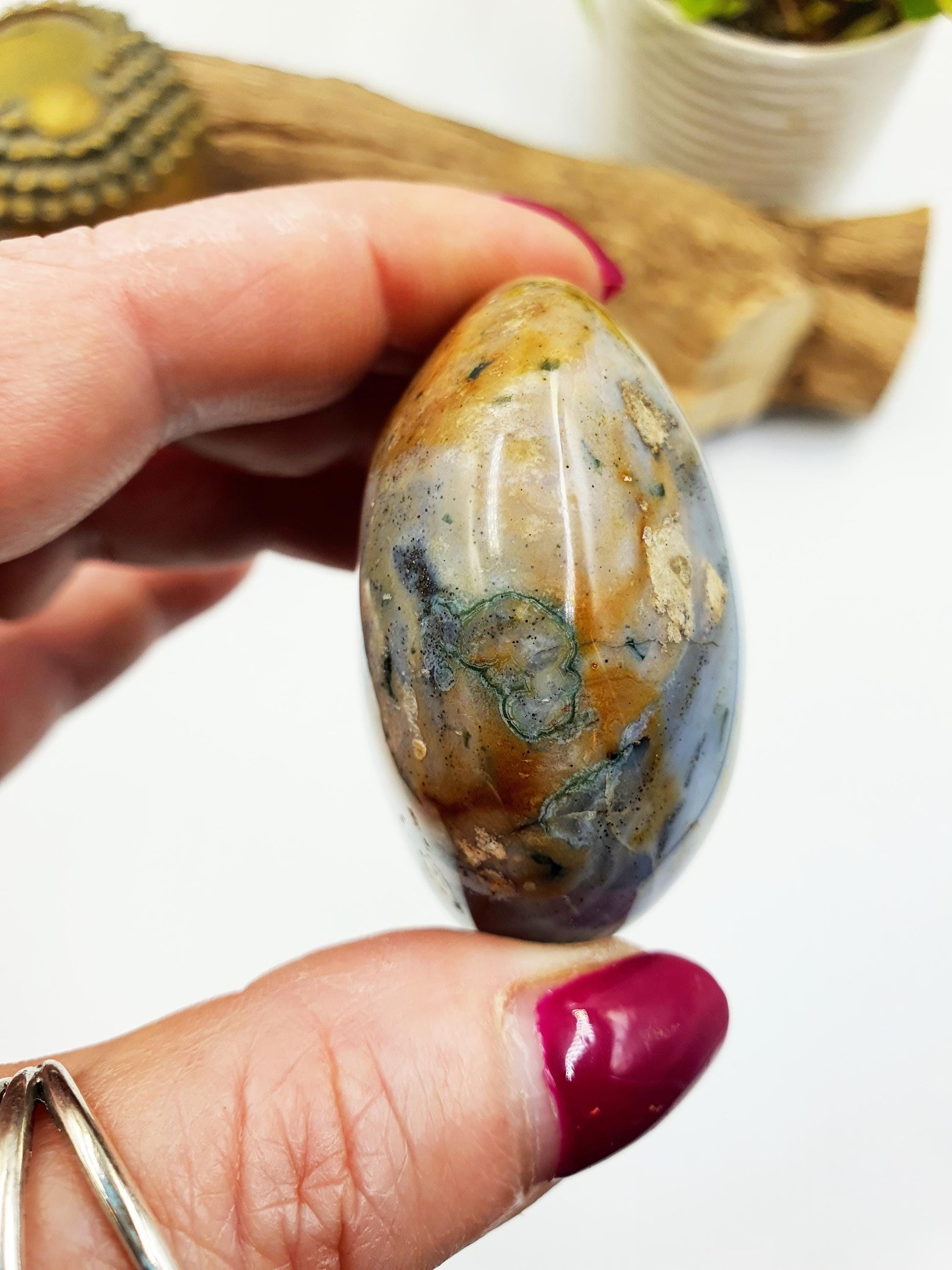 Large Ocean Jasper Palm - Joy & Renewal Healing Crystal - 110g