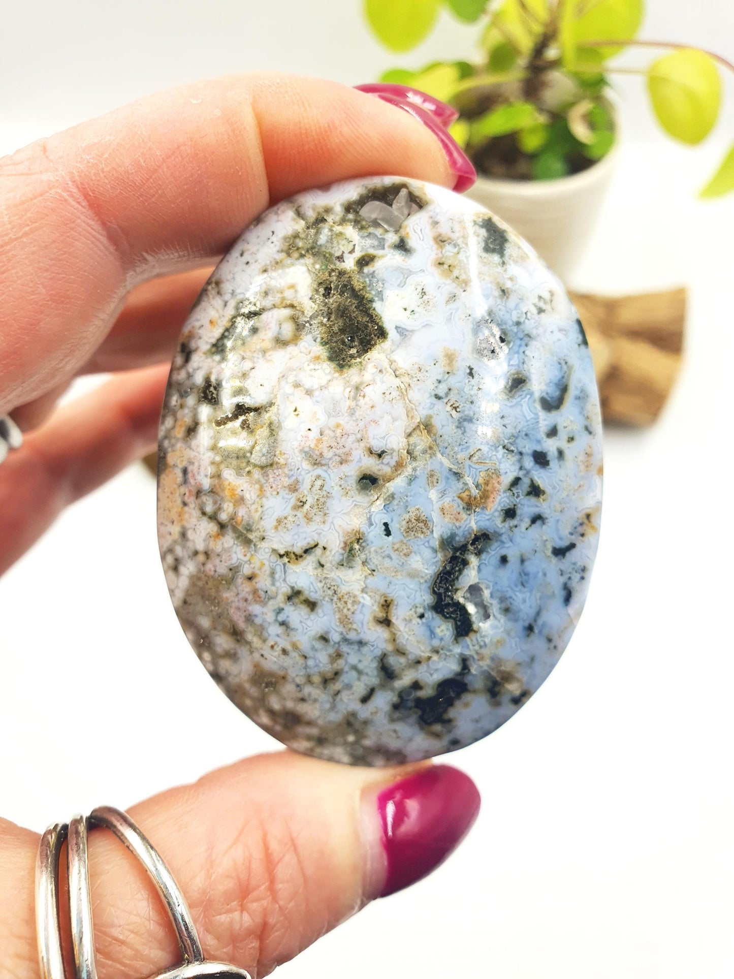 Orbicular Ocean Jasper Palm - Joy & Renewal Healing Crystal, 95g