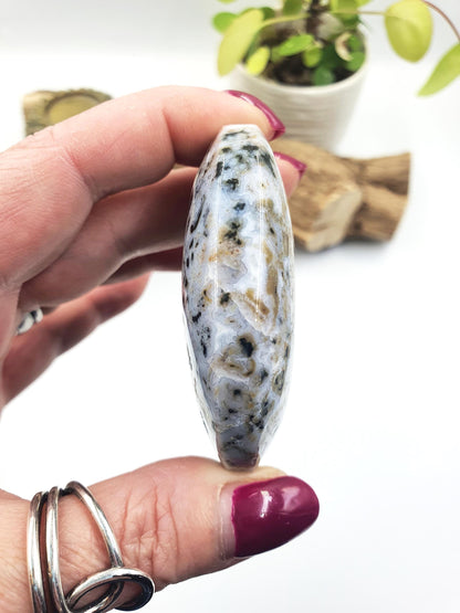 Orbicular Ocean Jasper Palm - Joy & Renewal Healing Crystal, 95g