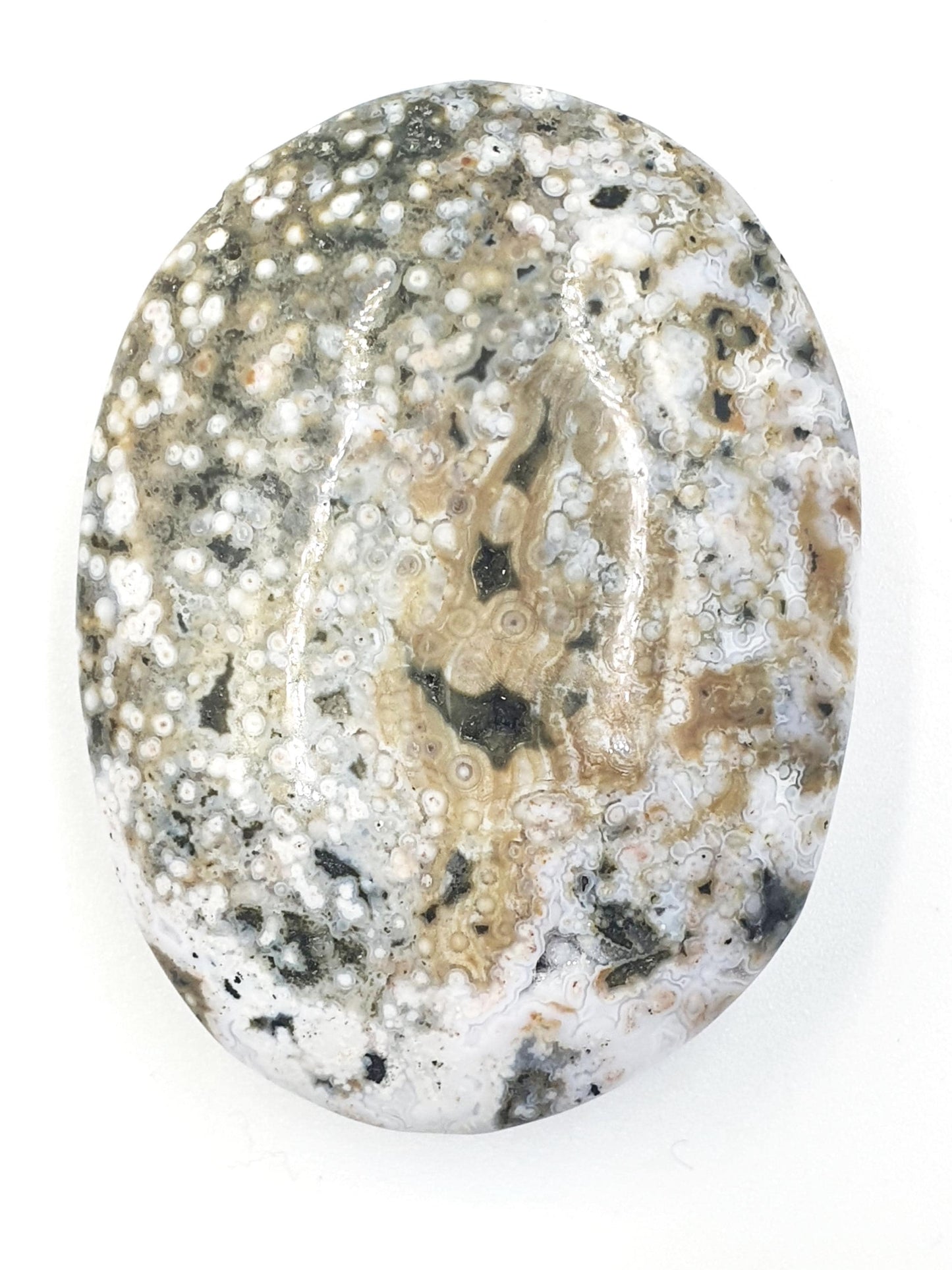 Orbicular Ocean Jasper Palm - Joy & Renewal Healing Crystal, 95g