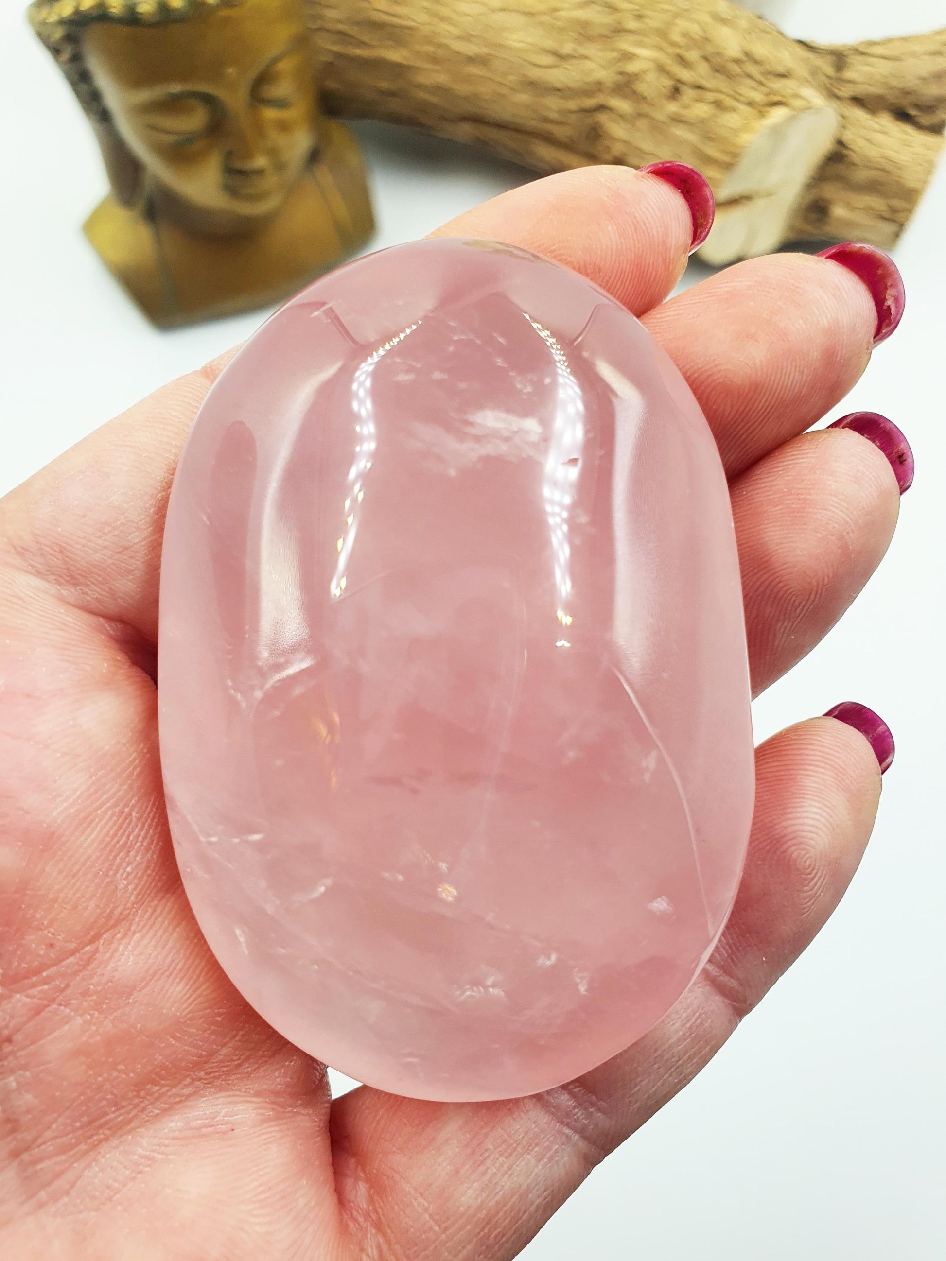 Large Rose Quartz Palm Stone - Love & Compassion Healing Crystal, 115g