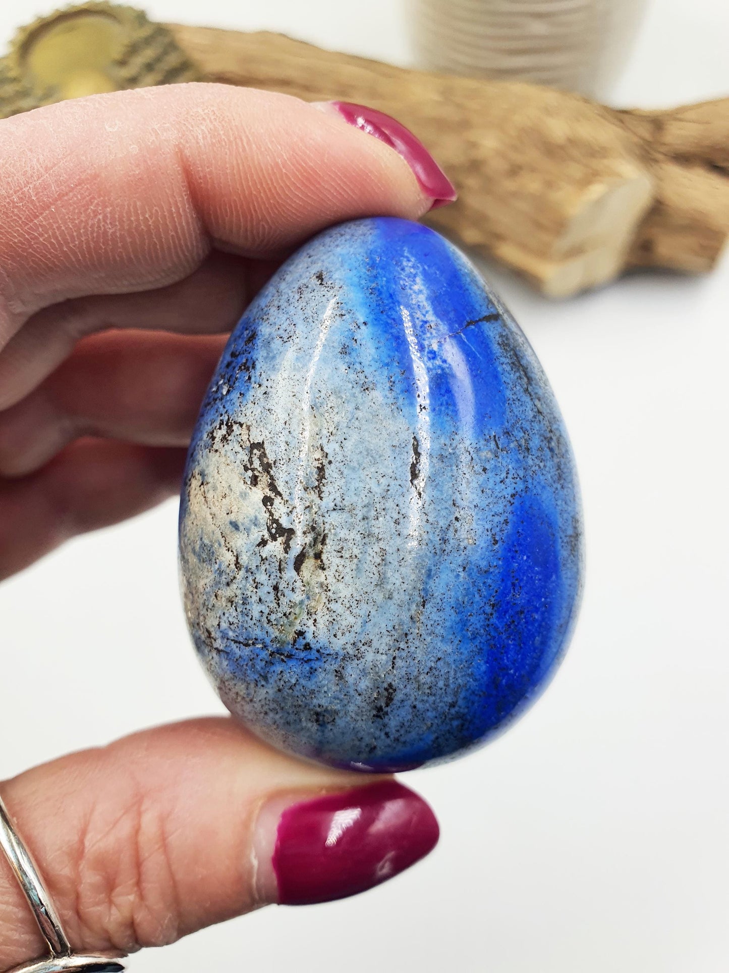 Lapis Lazuli Crystal Egg – Wisdom, Truth & Intuition Healing Stone Carving, 125g