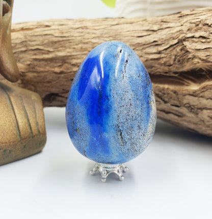 Lapis Lazuli Crystal Egg – Wisdom, Truth & Intuition Healing Stone Carving, 125g