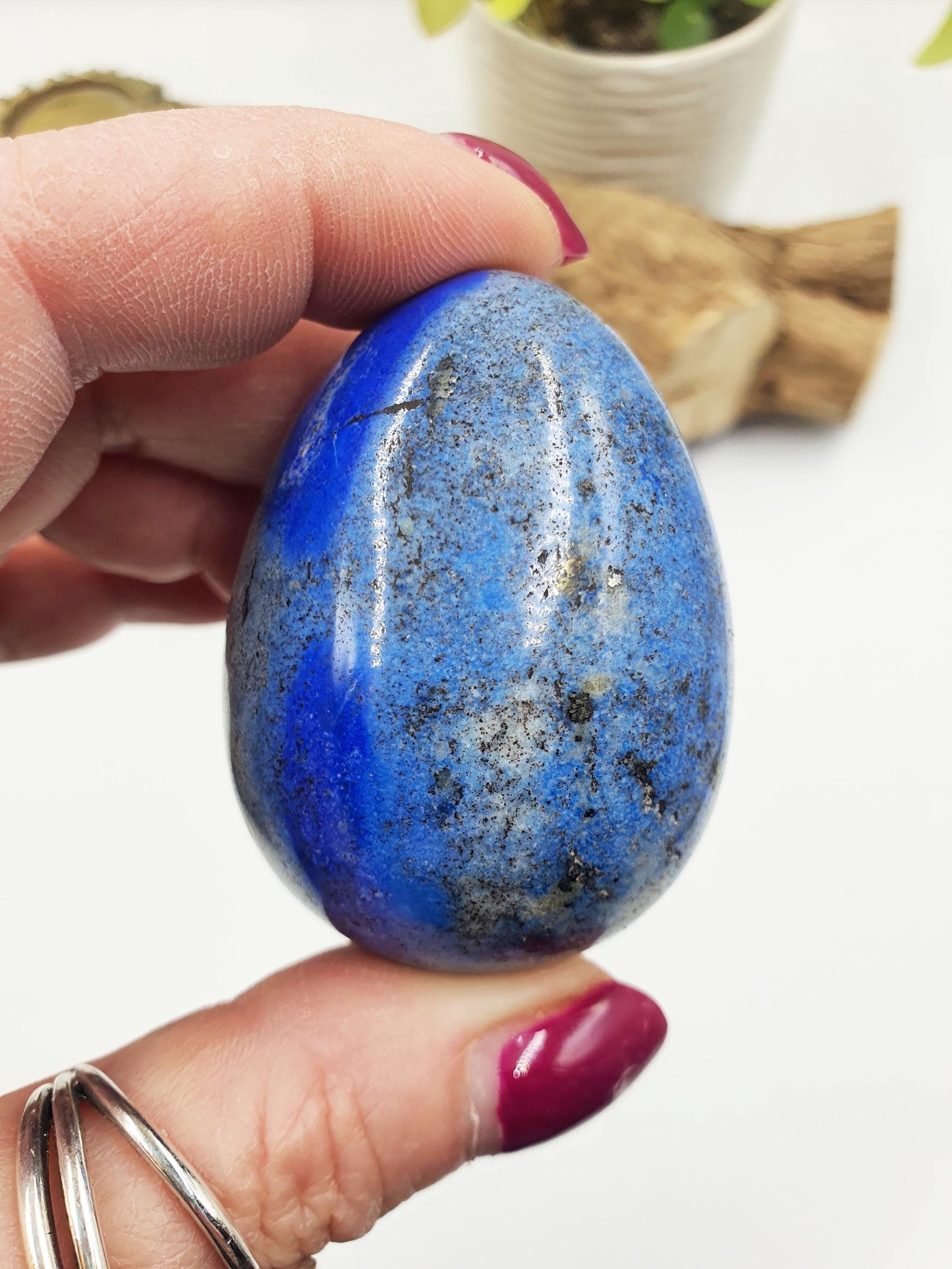 Lapis Lazuli Crystal Egg – Wisdom, Truth & Intuition Healing Stone Carving, 125g
