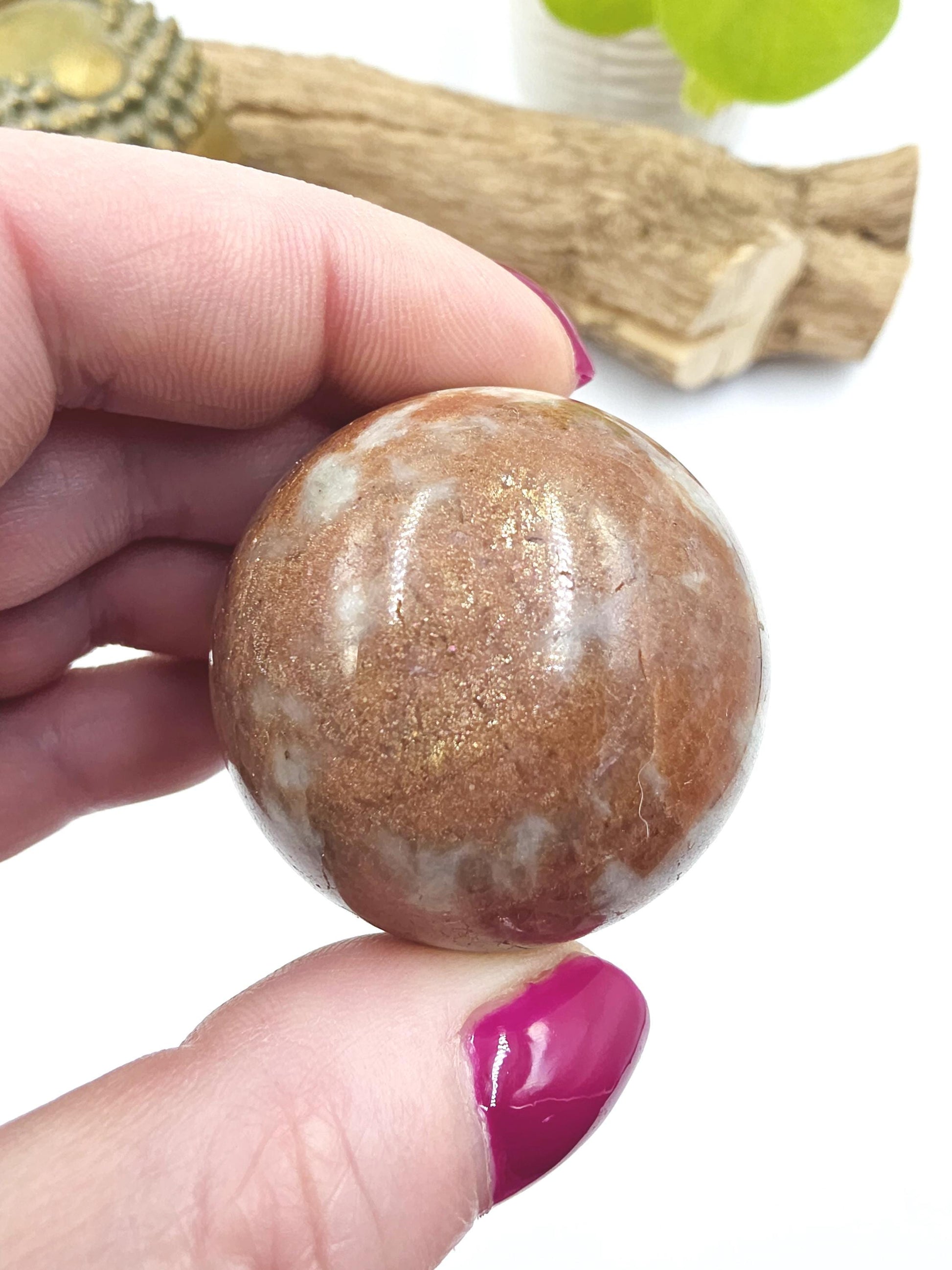 Rare Sunstone and Cordierite (Also known as Iolite) Sphere – Joy, Intuition & Inner Strength Healing Crystal Ball, 42mm