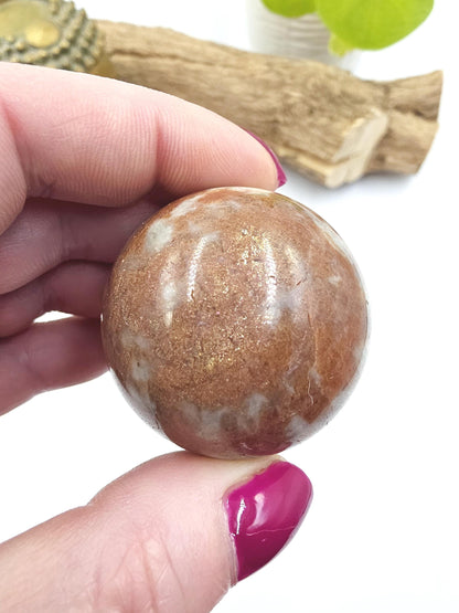 Rare Sunstone and Cordierite (Also known as Iolite) Sphere – Joy, Intuition & Inner Strength Healing Crystal Ball, 42mm