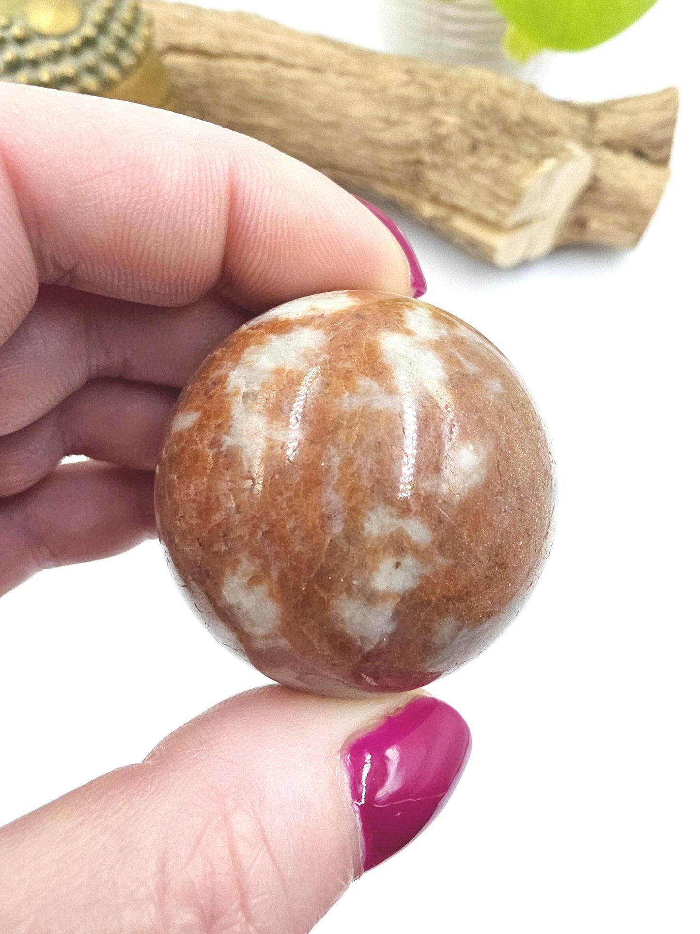 Rare Sunstone and Cordierite (Also known as Iolite) Sphere – Joy, Intuition & Inner Strength Healing Crystal Ball, 42mm