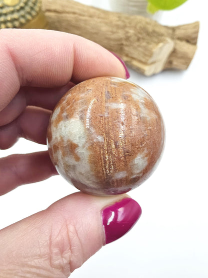 Rare Sunstone and Cordierite (Also known as Iolite) Sphere – Joy, Intuition & Inner Strength Healing Crystal Ball, 42mm