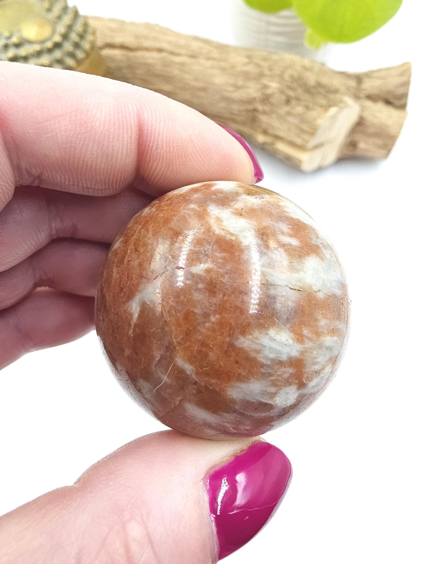 Rare Sunstone and Cordierite (Also known as Iolite) Sphere – Joy, Intuition & Inner Strength Healing Crystal Ball, 42mm