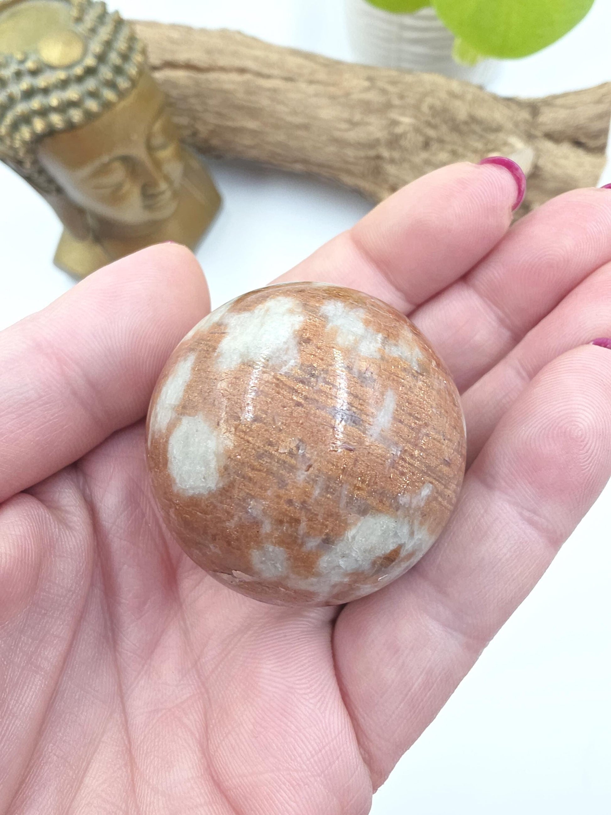 Rare Sunstone and Cordierite (Also known as Iolite) Sphere – Joy, Intuition & Inner Strength Healing Crystal Ball, 42mm