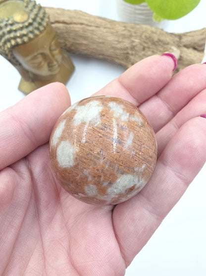 Rare Sunstone and Cordierite (Also known as Iolite) Sphere – Joy, Intuition & Inner Strength Healing Crystal Ball, 42mm