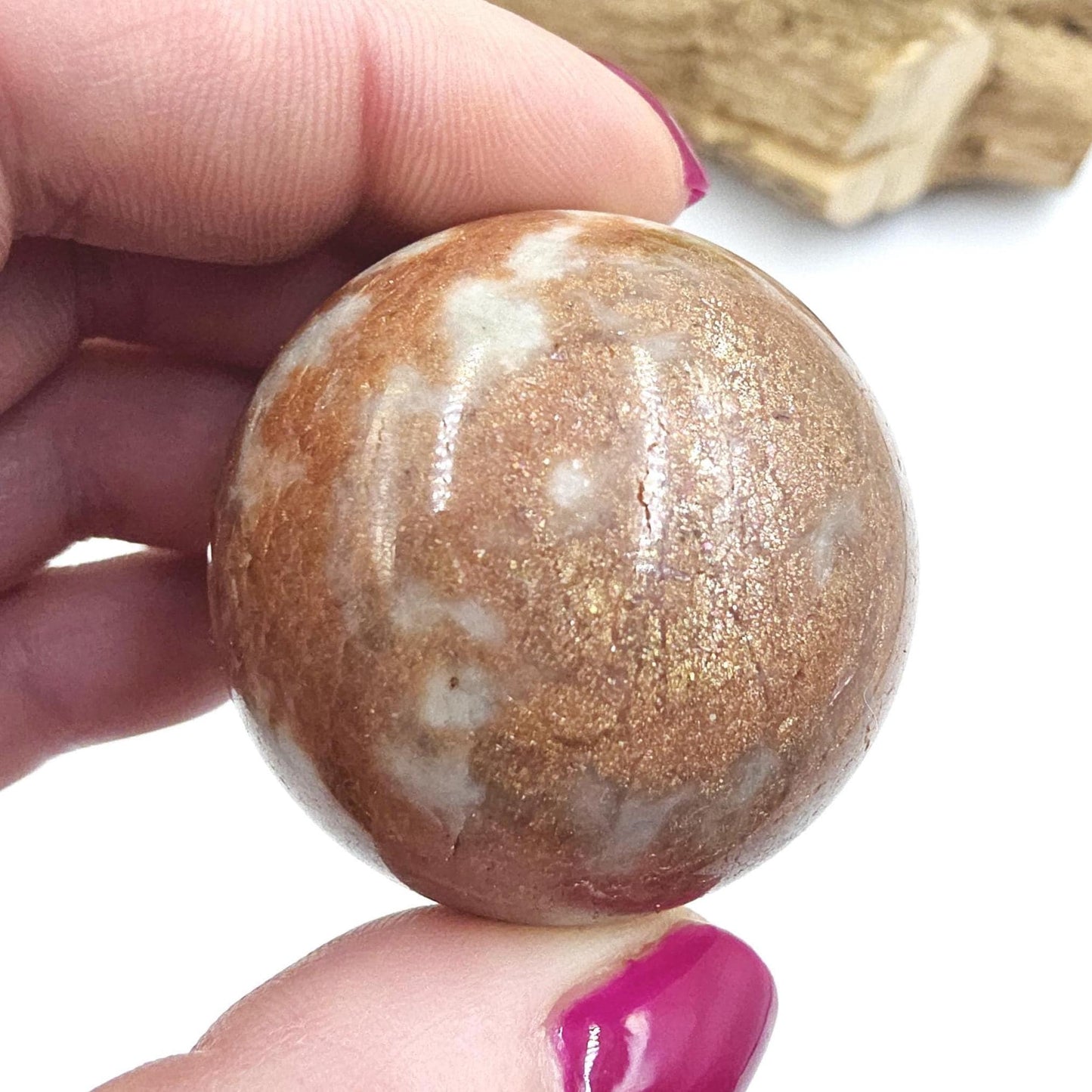 Rare Sunstone and Cordierite (Also known as Iolite) Sphere – Joy, Intuition & Inner Strength Healing Crystal Ball, 42mm