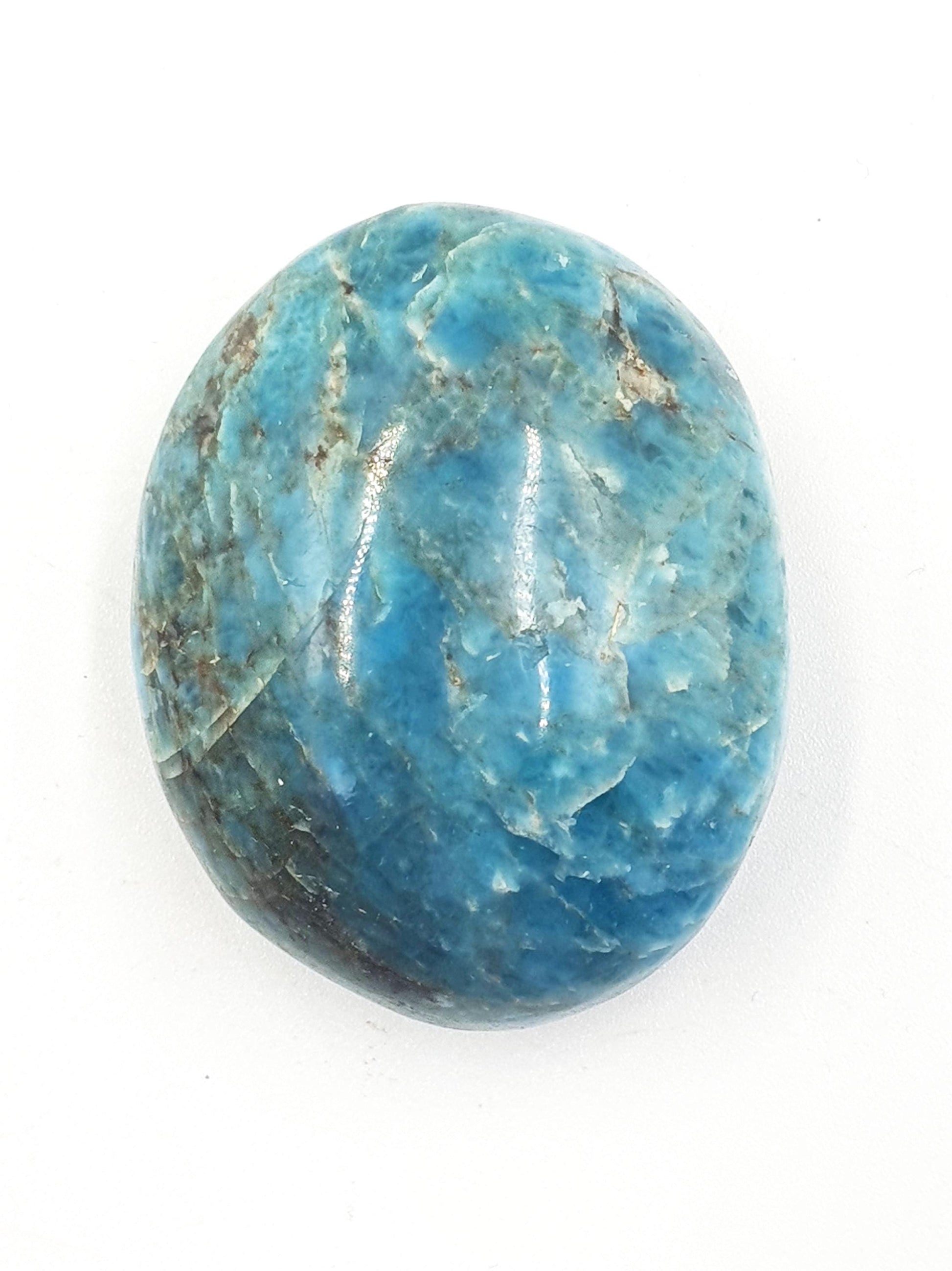 Blue Apatite Palm Stone - Motivation & Focus Healing Crystal - 55g