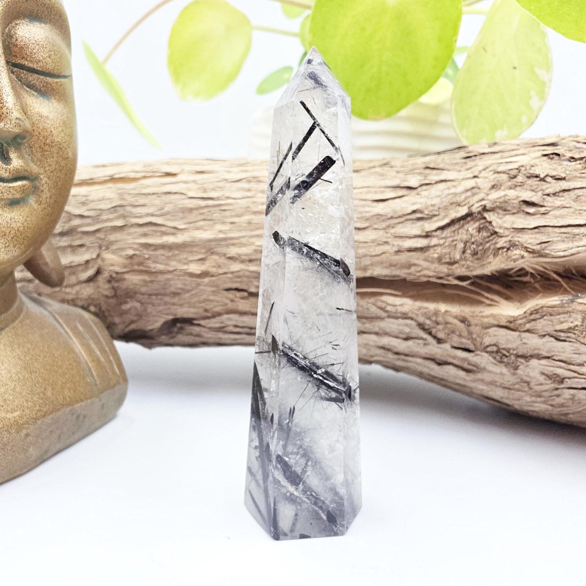 High Grade Tourmaline in Quartz Tower – Protection, Grounding & Energy Cleansing Crystal Point - 60g